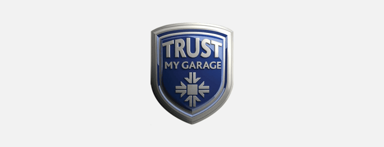 Trust My Garage logo on a light grey background